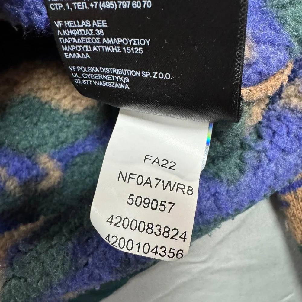North Face Fleece Men's S Gordon Lyons Print 1/4 Zip Pullover Camo Green Blue